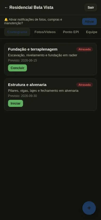 Tela do SuportTech Obras